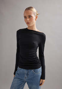 Caitlin Crisp Beau Merino Knit Top Black