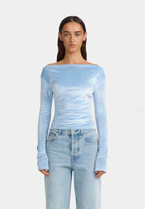 Ownley: Ownley Jamie Velvet Top Powder Blue