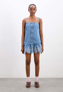 Dresses 1: Damson Madder Lana Mini Dress Embroidered Denim
