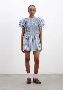 Dresses 1: Damson Madder Becca Mini Dress Blue Margot Gingham