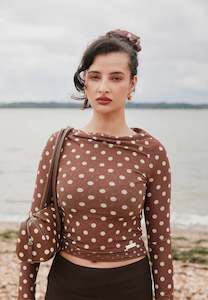 House Of Sunny: House of Sunny Double Layer Polka Dot Mesh Longsleeve