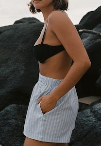 Commonplace Essentials Good Days Boxer Short White/Blue Stripe