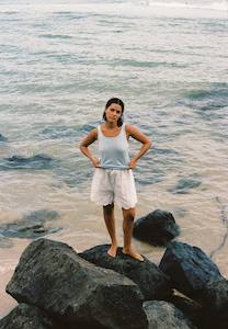 Commonplace Essentials: Commonplace Essentials Riviera Pointelle Tank Sky