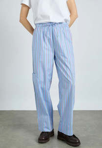 Damson Madder: Damson Madder Harrison Pant With Ties Bold Blue Stripe