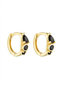 Porter Jewellery Heirloom Huggies Gold/Onyx