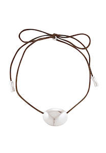 Porter Jewellery: Porter Jewellery Bean Cord Pendant Chocolate/Silver