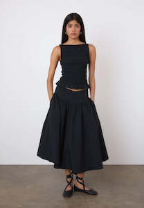 Peachy Den: Peachy Den Deba Midi Skirt Onyx