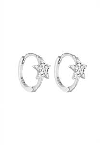 Full Price Clothing: Porter Jewellery Star Huggies Silver/Clear 8mm