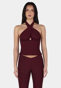 Ownley: Ownley Chelsea Halter Top Burgundy