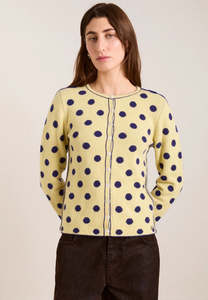 Damson Madder Tabitha Merino Reversible Cardigan Navy/Butter