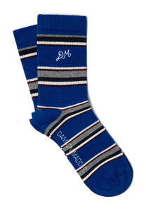 Damson Madder Calf Length Socks Blue Stripe