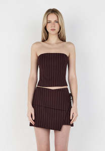 Full Price Clothing: Ownley Ivy Wrap Skirt Cherry Choc Stripe