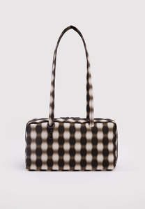 Baggu: Baggu Nylon Bowler Bag Blurred Gingham Brown