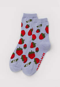 Gifts For Secret Santa: Baggu Crew Sock Strawberry Blossom