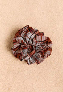 Damson Madder Garter Scrunchie Blue Fog Multi Check