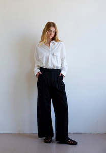 Commonplace Essentials: Commonplace Essentials Pleated Front Trouser Black