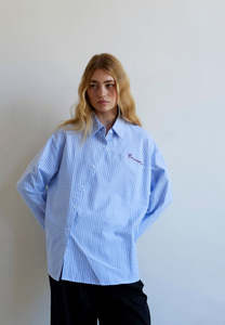 Commonplace Essentials Cortez Shirt Sky/Maroon Stripe