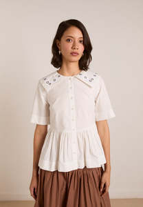 Damson Madder Cyrus Eyelet Blouse White
