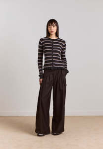 Damson Madder Fabia Trouser Choc Pinstripe