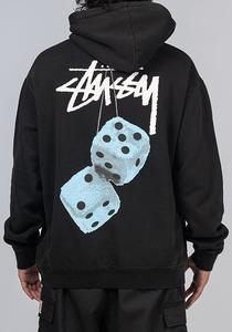 Men Clothing: Fuzzy Dice Fleece Hoodie - Pigment Black