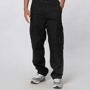 Mens Bottoms: Regular Cargo Pant - Black Rinsed