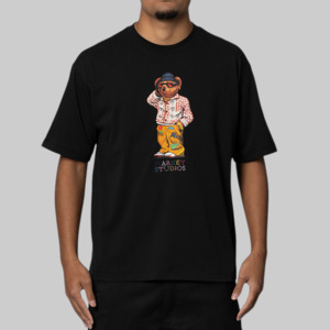 Market: Folk Fitted Bear T-Shirt - Pirate Black