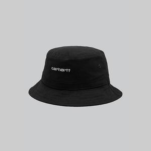 Bucket Hat: Logo Script Bucket Hat - Black/White