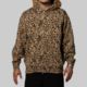 Wild Leopard Pattern Shark Relaxed Fit Full Zip Hoodie - Beige