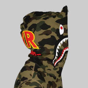 1st Camo 2nd Shark Full Zip Hoodie - Green