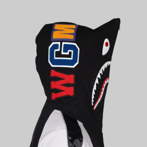 Bape Shark Hoodies: Souvenir Shark Zip Hoodie - Black