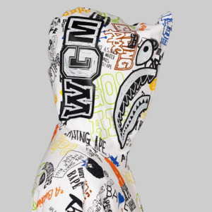 Hand Draw Pattern Shark Zip Hoodie - LAST ONE