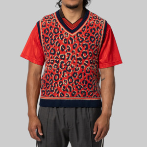 Outlet: X Wales Bonner Knit Vest - Collegiate Navy