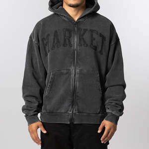 Market: Shadow Arc Full Zip Hoodie - Washed Black