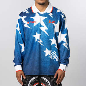 X Bape Long Sleeve Star Jersey - Medium Blue Denim
