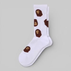 A Bathing Ape%C2%AE: Ape Head Pattern Socks - White