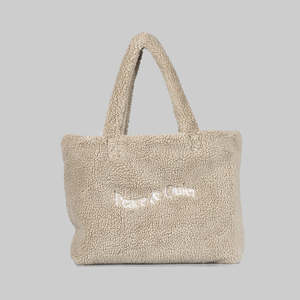 Wordmark Sherpa Tote Bag - Beige