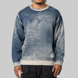 Pigment Bleed Crewneck Sweater - Navy