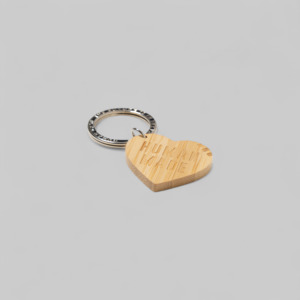 Main Outlet Accessories: Heart Bamboo Keyring - Beige