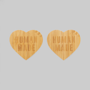 Heart Bamboo Coaster Set 2 Pack - Beige
