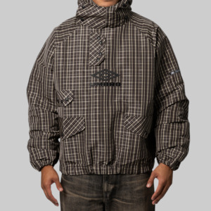 Outlet: Check Smock Anorak - Beige Dark Brown