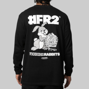 Fr2: Rabbit With Shopping Cart Long Sleeve - Black