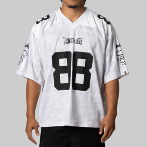 Solid Camo Multi Logo Relaxed Fit Football Jersey T-Shirt - White