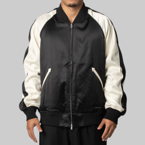 Liquid Logo Graphic Satin Souvenir Jacket - Black