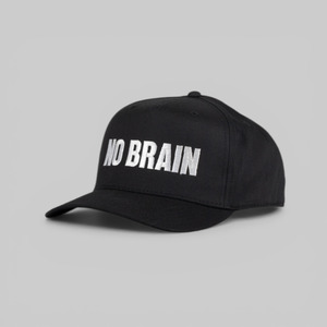 No Brain 6 Panel Snapback - Black