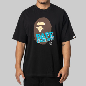 A Bathing Ape%C2%AE: Stencil Font Ape Head Relaxed Fit T-Shirt - Black