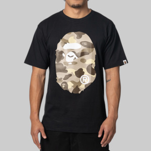 Colour Camo Big Ape Head T-Shirt - Black
