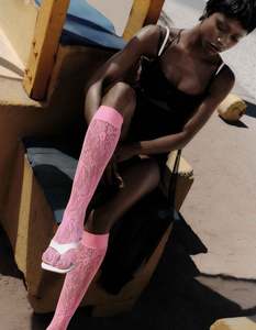 Rosa Lace Knee-Highs Dusty Pink