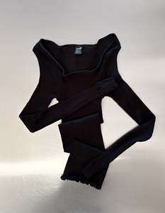 Ribbed Silk Long Sleeve Black