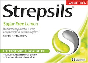 Medication: Strepsils Sugar Free Lemon Lozenges 36pk