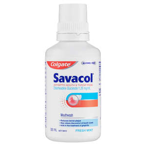 Personal Care: Colgate® Savacol® Antiseptic Mouth and Throat Rinse Mouthwash, 300mL, Mint